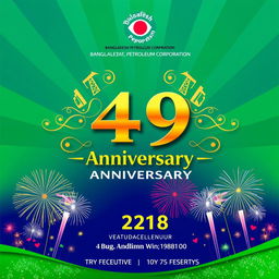 A vibrant poster celebrating the 49th Foundation Anniversary of Bangladesh Petroleum Corporation