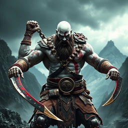 A powerful warrior inspired by the character Kratos from a popular video game