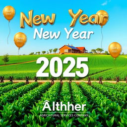 A professional and festive New Year 2025 photo design for Althaher Agricultural Services Company
