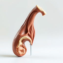 A highly detailed and realistic anatomical model of a man's penis, showcasing various textures and colors for educational purposes