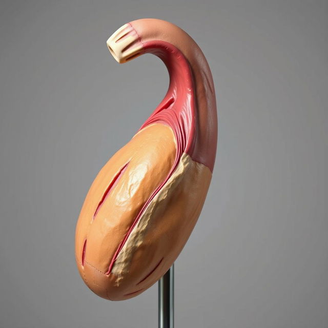 A highly detailed and realistic anatomical model of a man's penis, showcasing various textures and colors for educational purposes