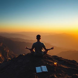 A powerful and inspiring scene illustrating the success of mindfulness, discipline, and perseverance