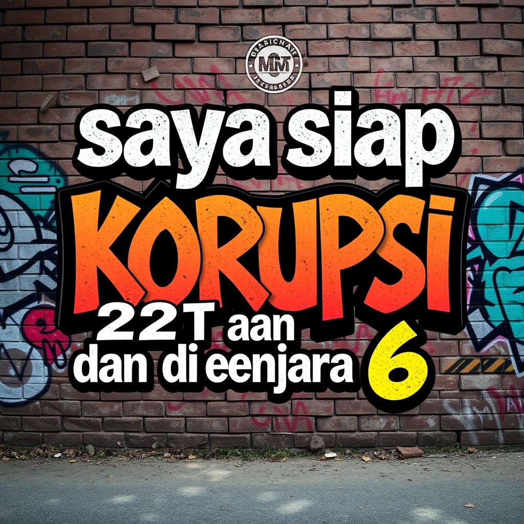 A bold and striking graphic featuring the phrase "saya siap korupsi 271T dan di penjara 6" in a modern, urban street art style