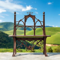 A beautifully designed metal console featuring intricate details inspired by the iconic Vresk Bridge in Iran