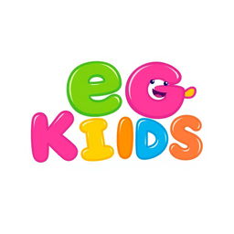 A modern and playful logo design for 'EG KIDS', a children's clothing company