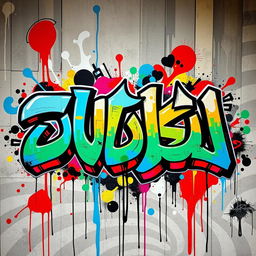 A striking and colorful graffiti art piece showcasing the Persian words "انوشیروان و زهره" in a bold and expressive style