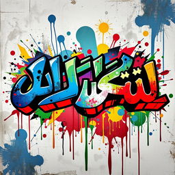 A striking and colorful graffiti art piece showcasing the Persian words "انوشیروان و زهره" in a bold and expressive style