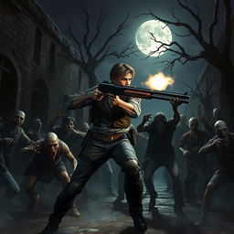 In a Resident Evil 4-inspired scene, a skilled protagonist resembling Leon S