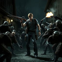 In a thrilling scene inspired by Resident Evil 4, a determined character resembling Leon S