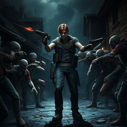 In a thrilling scene inspired by Resident Evil 4, a determined character resembling Leon S