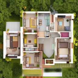 An architectural layout of a house on a 25*40 plot with two bedrooms, one with an attached bathroom, a common bathroom, a hall, kitchen with a wash area, study/office room, car parking space, and a dedicated space for a mandir.