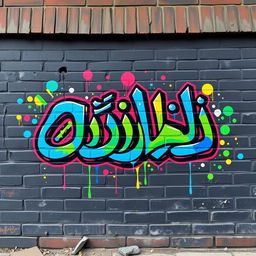 A vibrant graffiti art piece featuring the Persian word "انوشیروان" prominently displayed in an artistic style