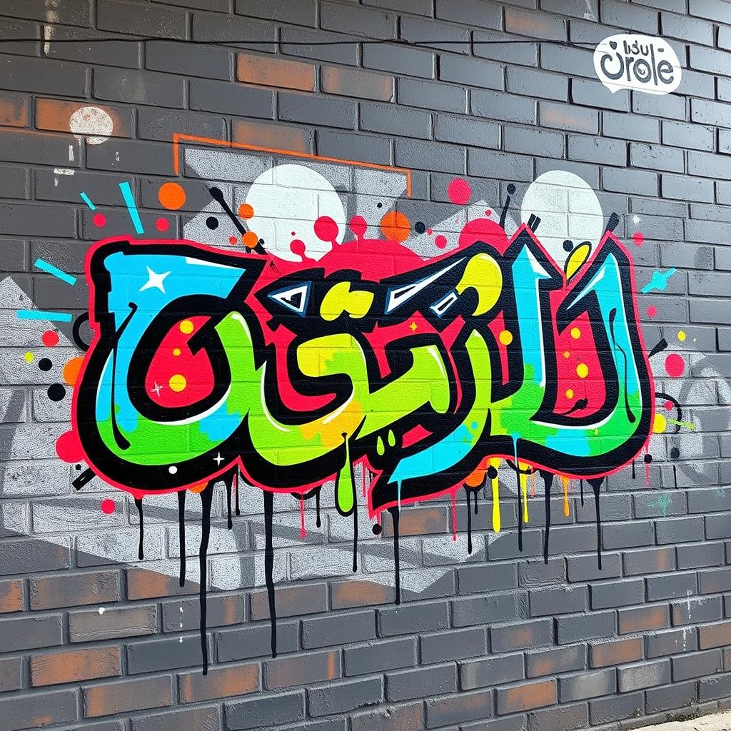 A vibrant graffiti art piece featuring the Persian word "انوشیروان" prominently displayed in an artistic style