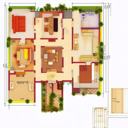 An architectural layout of a house on a 25*40 plot with two bedrooms, one with an attached bathroom, a common bathroom, a hall, kitchen with a wash area, study/office room, car parking space, and a dedicated space for a mandir.