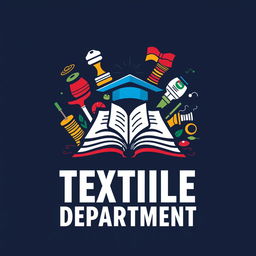 A logo design for the Textile Department that creatively integrates elements of the textile industry such as fabric patterns, spools of thread, and weaving tools