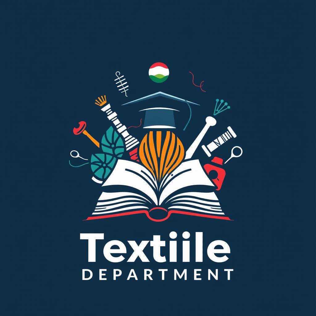 A logo design for the Textile Department that creatively integrates elements of the textile industry such as fabric patterns, spools of thread, and weaving tools