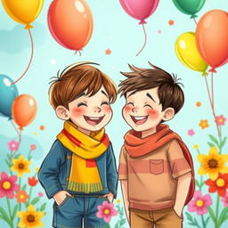 An artistic illustration of a vibrant scene featuring an 8-year-old girl with a cute face wearing a colorful scarf