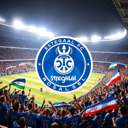 A vibrant and dynamic representation of Esteghlal FC, the iconic Iranian football club