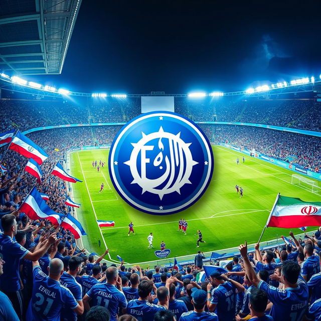 A vibrant and dynamic representation of Esteghlal FC, the iconic Iranian football club