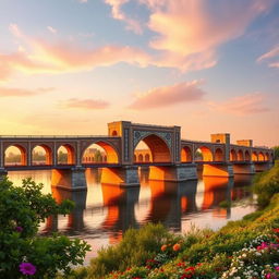 A scenic depiction of the thirty-three bridges of Isfahan, showcasing their stunning architecture and historical significance