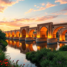 A scenic depiction of the thirty-three bridges of Isfahan, showcasing their stunning architecture and historical significance