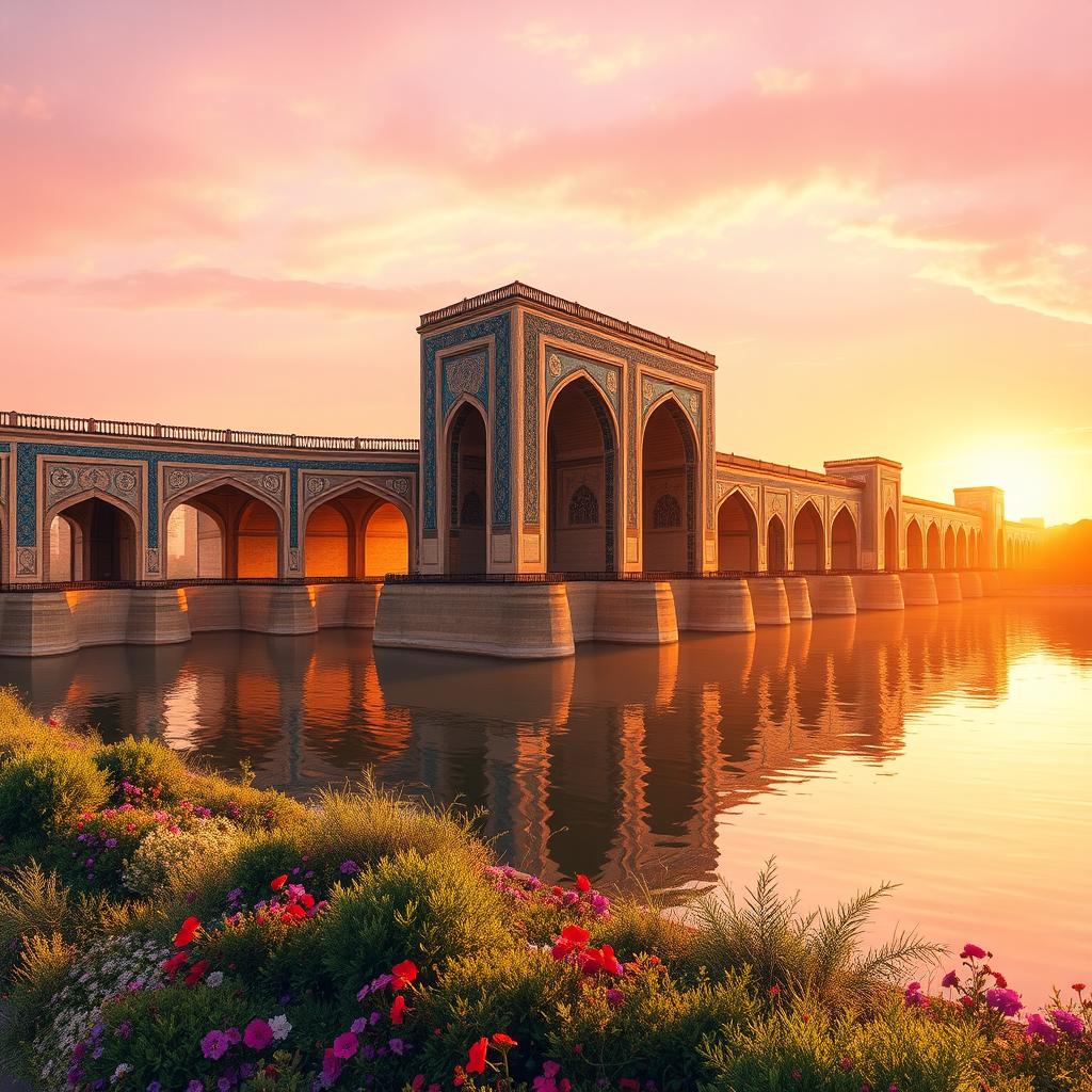 A scenic depiction of the thirty-three bridges of Isfahan, showcasing their stunning architecture and historical significance