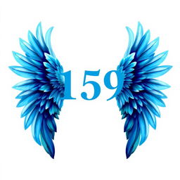 The number '159' prominently displayed between two elegant blue wings, symbolizing freedom and creativity