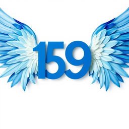 The number '159' prominently displayed between two elegant blue wings, symbolizing freedom and creativity