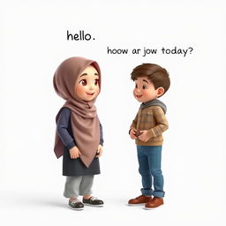 An artistic 3D view featuring a cute girl, approximately 8 years old, wearing a hijab that elegantly drapes over her head
