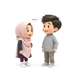 An artistic 3D view featuring a cute girl, approximately 8 years old, wearing a hijab that elegantly drapes over her head
