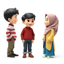 An artistic 3D view of a girl and a boy, with the girl on the right and the boy on the left