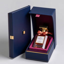 An exquisite luxury perfume packaging box, elegantly designed with a sophisticated aesthetic
