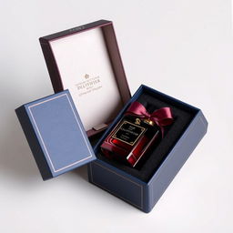 An exquisite luxury perfume packaging box, elegantly designed with a sophisticated aesthetic