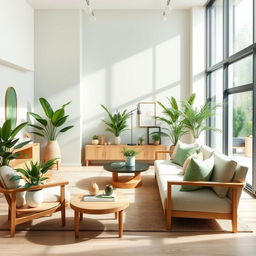 A beautifully designed, minimalistic interior space with stylish green decor elements