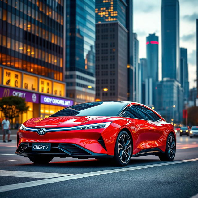 A stylish and modern Chery 7 car parked on an urban street