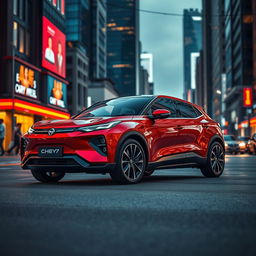 A stylish and modern Chery 7 car parked on an urban street