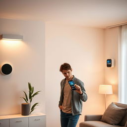A modern, smart room with minimalist decor and a focus on advanced technology