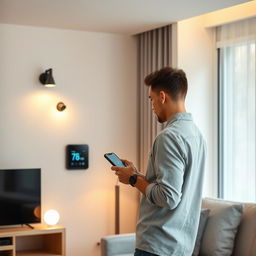A modern, smart room with minimalist decor and a focus on advanced technology