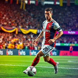 A dynamic and captivating image of Cristiano Ronaldo in action on the football field