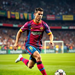 A dynamic and captivating image of Cristiano Ronaldo in action on the football field