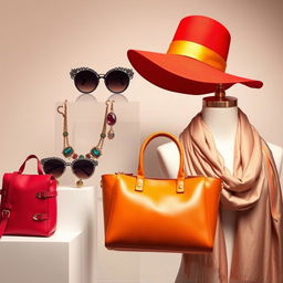 A collection of fashionable accessories displayed elegantly