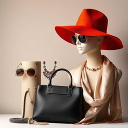 A collection of fashionable accessories displayed elegantly