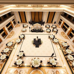A luxurious wedding hall designed for 2024 featuring an impressive layout