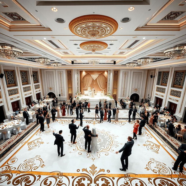 A luxurious wedding hall measuring 24 meters in width, 16 meters in length, and 5 meters in height with an area of 384 square meters