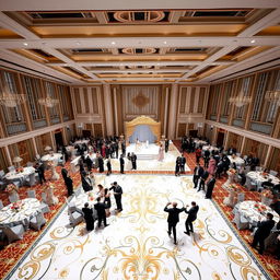 A luxurious wedding hall measuring 24 meters in width, 16 meters in length, and 5 meters in height with an area of 384 square meters