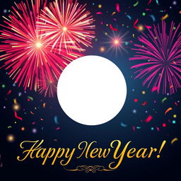 A beautifully designed New Year greeting card featuring an elegant and celebratory theme