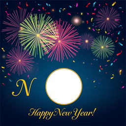A beautifully designed New Year greeting card featuring an elegant and celebratory theme