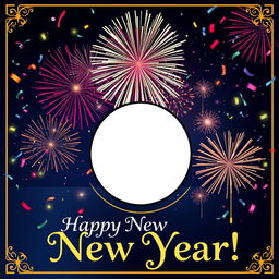 A beautifully designed New Year greeting card featuring an elegant and celebratory theme