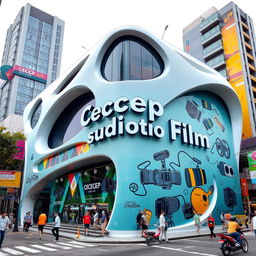 A futuristic building located in Jakarta, featuring an innovative design with sleek, modern architecture