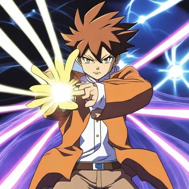 In the anime series, the protagonist can shoot energy beams aborad from his hands.